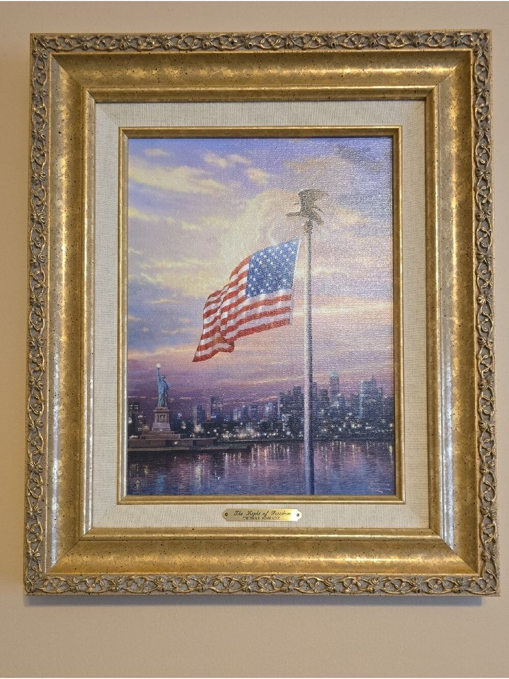 Thomas Kinkade Gold Framed The Light Of Freedom Harbor Print By Painter Of Light